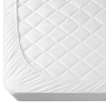 Mattress Protector White Japara Cotton Double Size 140 X 200 Cm Pad Fitted Quilted Piped Edges Beliani