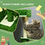 Pawhut 77cm Cat Tree For Indoor Cats With Green Leaves, Multi Levels Cat Climbing Tree With Sisal Scratching Posts, Perch Hammock, Condo Green