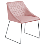 Set Of 2 Dining Chairs Pink Velvet Fabric Chromed Metal Legs Modern Style Beliani