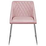 Set Of 2 Dining Chairs Pink Velvet Fabric Chromed Metal Legs Modern Style Beliani