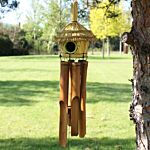 Round Seagrass Bird Box With Chimes 45x17cm