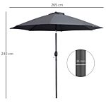 Outsunny 2.7m Garden Parasol, Patio Sun Umbrella, Tilt Shade Shelter Canopy, Aluminium Frame, Charcoal Grey