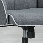 Homcom Linen Computer Chair With Armrest, Modern Swivel Chair With Adjustable Height, Dark Grey
