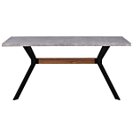 Dining Table Concrete Effect 160 X 90 Cm Black Metal Legs Industrial Kitchen Beliani