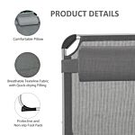 Outsunny 2 Pieces Foldable Sun Lounger With Pillow, 5-level Adjustable Reclining Lounge Chair, Aluminium Frame Camping Bed Cot, Grey