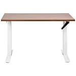 Manually Adjustable Desk Dark Wood Tabletop White Steel Frame 120 X 72 Cm Sit And Stand Square Feet Modern Design Office Beliani