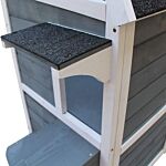 Pawhut Solid Wood 2-floor Cat Condo Kitten Shelter With Window