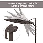 Outsunny 3m Roma Umbrella Sun Shade Cantilever Hanging Parasol W/ Cross Base Hand Crank Aluminium Frame 360°rotation - Grey