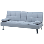 Sofa Bed Light Grey 3 Seater Drop Down Table Click Clack Beliani