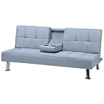 Sofa Bed Light Grey 3 Seater Drop Down Table Click Clack Beliani