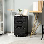 Homcom 3-drawer File Cabinet Under Desk Office Storage Cabinet A4/letter/binders Movable W/ Slide Wheels Black Oak Color