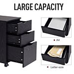 Homcom 3-drawer File Cabinet Under Desk Office Storage Cabinet A4/letter/binders Movable W/ Slide Wheels Black Oak Color