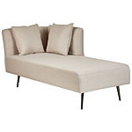 Chaise Lounge Beige Left Hand Polyester Fabric Upholstery With Decorative Cushions Metal Legs Modern Design Living Room Beliani