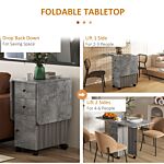 Homcom Foldable Dining Table, Drop Leaf Table With Drawers And Storage Cabinet