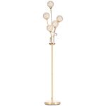 Homcom Crystal Floor Lamps For Living Room Bedroom With 5 Light, Modern Upright Standing Lamp, 34x25x156cm, Gold Tone