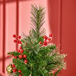 Homcom Pencil Artificial Christmas Tree With Realistic Branches, Red Berries, Auto Open, Green