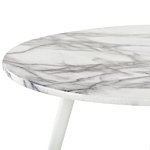 Dining Table Marble Effect And White Mdf And Metal Legs 120 X 70 Cm Glossy Finish Oval Glam Beliani