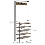 Homcom Kitchen Bakers Rack, Microwave Stand, Coffee Bar With 5 Shelves And 5 Hooks For Dining Room, Shoe Racks For Entryway