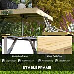 Outsunny Aluminium Frame Folding Picnic Table, Portable Camping Table And Chairs Set With Umbrella Hole