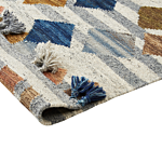 Kilim Area Rug Multicolour Wool And Cotton 160 X 230 Cm Handmade Woven Boho Geometric Pattern With Tassels Beliani