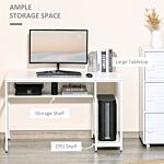 Homcom Home Compact Small Computer Desk Writing Study Table Office Pc Workstation Gaming Studying With Storage Shelf, White