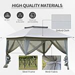 Outsunny Foldable Pop-up Party Tent Instant Canopy Sun Shade Gazebo Shelter Steel Frame Oxford W/ Roller Bag, 3.6 X 3.6 X 2.9(m)