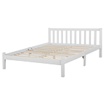 Double Bed Frame White Pine Wood 160 X 200 Cm King Size Slatted Beliani