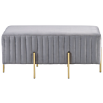 Bench Grey Velvet Upholstered Gold Metal Legs 93 Cm Glamour Living Room Bedroom Hallway Beliani