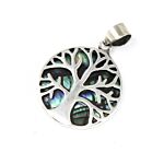 Tree Of Life Silver Pendant 22mm - Abalone