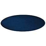 Rug Navy Blue Viscose Round 140 Cm Hand Tufted Low Pile Modern Beliani