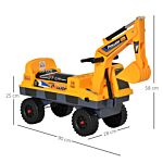 Homcom No Power Construction Ride On Excavator Digger Multi-functional Bulldozer Toy Detachable Digging Bucket And Music For Ages 2-3 Years Old Yellow
