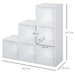 Homcom 3-tier Step 6 Cubes Storage Unit Particle Board Cabinet Bookcase Organiser Home Office Shelves - White