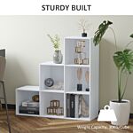 Homcom 3-tier Step 6 Cubes Storage Unit Particle Board Cabinet Bookcase Organiser Home Office Shelves - White