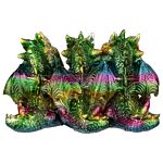 Hear No See No Speak No Metallic Rainbow Dragon Figurine