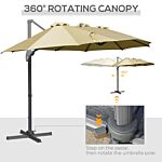 Outsunny 4.5m Double-sided Rectangular Patio Parasol, Large Garden Umbrella With Crank Handle, 360° Cross Base For Bench, Outdoor, Khaki