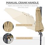 Outsunny 4.5m Double-sided Rectangular Patio Parasol, Large Garden Umbrella With Crank Handle, 360° Cross Base For Bench, Outdoor, Khaki