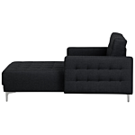 Chaise Lounge Graphite Grey Tufted Fabric Modern Living Room Reclining Day Bed Silver Legs Track Arms Beliani
