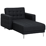 Chaise Lounge Graphite Grey Tufted Fabric Modern Living Room Reclining Day Bed Silver Legs Track Arms Beliani