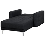 Chaise Lounge Graphite Grey Tufted Fabric Modern Living Room Reclining Day Bed Silver Legs Track Arms Beliani