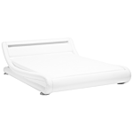 Platform Waterbed White Faux Leather Upholstered With Mattress Accessories Led Illuminated Headboard 6ft Eu Super King Size Sleigh Design Beliani