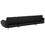Corner Sofa Bed Black Faux Leather Tufted Modern U-shaped Modular 5 Seater With Ottoman Chaise Lounges Beliani