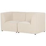 Modular 2 Seater Sofa Beige Corduroy Sectional Two Piece Sofa Modern Jumbo Cord Minimalistic Style Beliani