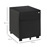 Vinsetto Vertical File Cabinet Steel Lockable With Pencil Tray And Casters Home Filing Furniture For A4, Letters, Legal-sized Files, 39 X 48 X 48.5cm