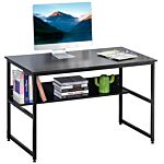 Homcom Computer Desk W/ Storage Shelf Adjustable Feet Metal Frame Home Office Laptop Study Writing Workstation Table Black