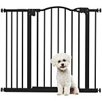 Pawhut Metal 74-94cm Adjustable Pet Gate Safety Barrier W/ Auto-close Door Black