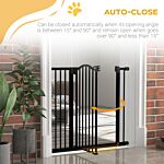 Pawhut Metal 74-94cm Adjustable Pet Gate Safety Barrier W/ Auto-close Door Black