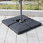 Outsunny 4 Pieces Portable Sand Or Water Fillable Parasol Base Cross Stand Weights Square Holder Cantilever Garden (pole&cross Stand Not Included)