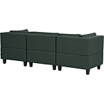 Modular Sofa With Ottoman Dark Green Fabric Upholstered 3 Seater With Ottoman Cushioned Backrest Modern Living Room Couch Beliani