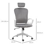 Vinsetto High-back Swivel Chair Velvet Style Fabric Computer Home Rocking With Wheels, Rotatable Liftable Headrest, Grey