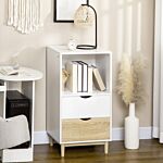 Homcom Modern Bookcase With Drawers And Open Shelf, Bookshelf, Storage Cabinet For Study Living Room Home Office, White And Natural